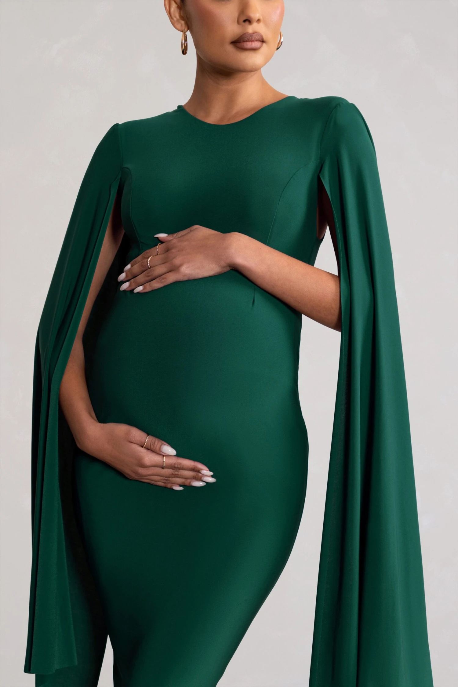 Hey Mama | Bottle Green Maternity Cape Midi Dress 5 Hey Mama | Bottle Green Maternity Cape Midi Dress - Image 3