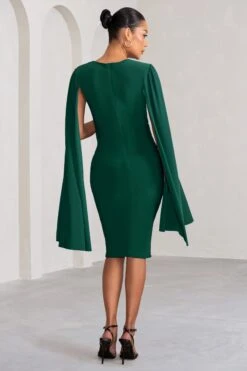 Hey Mama | Bottle Green Maternity Cape Midi Dress 8 Hey Mama | Bottle Green Maternity Cape Midi Dress -ENY Clothing Shop WB CC BR CL126485 HeyMamaBottleGreenMaternityCapeSleeveMiniDress4