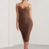 Desired | Chocolate Knot Detail Ruched Midi Dress -ENY Clothing Shop WB CC BR CL126642 DesiredChocolateKnotDetailRuchedMidiDress1