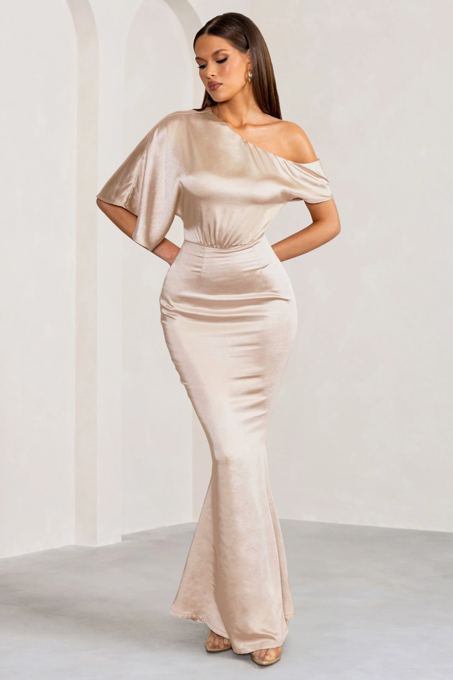 Liberty | Champagne Asymmetric Draped Maxi Dress 7 Liberty | Champagne Asymmetric Draped Maxi Dress - Image 5