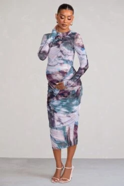 Cait | Multi Print Bodycon Maternity Midi Dress -ENY Clothing Shop WB CC BR CL129217 CaitMultiPrintBodyconMaternityMidiDress2