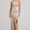 Sofie | Gold One Shoulder Maxi Dress With Thigh Split -ENY Clothing Shop WB CC BR CL129266007 SofieGoldOneShoulderMaxiDressWithThighSplit3