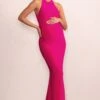 Nyssa | Hot Pink High Neck Sleeveless Maternity Maxi Dress -ENY Clothing Shop WB CC CC HR CL129214 NyssaHotPinkHighNeckSleevelessMaternityMaxiDress1
