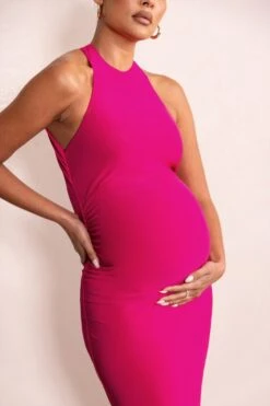 Nyssa | Hot Pink High Neck Sleeveless Maternity Maxi Dress 9 Nyssa | Hot Pink High Neck Sleeveless Maternity Maxi Dress -ENY Clothing Shop WB CC CC HR CL129214 NyssaHotPinkHighNeckSleevelessMaternityMaxiDress3