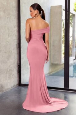 Forever & Always | Blush Pink One Shoulder Fishtail Maxi Dress -ENY Clothing Shop WB CC CL124580 blush pink one shoulder fishtail maxi dress 5