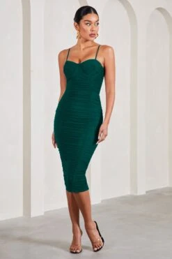 Love Tapes | Dark Green Corset Mesh Midi Dress -ENY Clothing Shop WB CC CL126742138 LoveTapesSageCorsetMeshMidiDress0