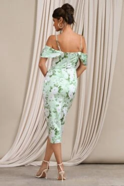 Deserving | White & Green Floral Print Satin Bardot Sleeve Corset Wrap Midi Dress 8 Deserving | White & Green Floral Print Satin Bardot Sleeve Corset Wrap Midi Dress -ENY Clothing Shop WB CC CL127461153 DeservingWhite GreenFloralPrintSatinBardotSleeveCorsetWrapMidiDress6