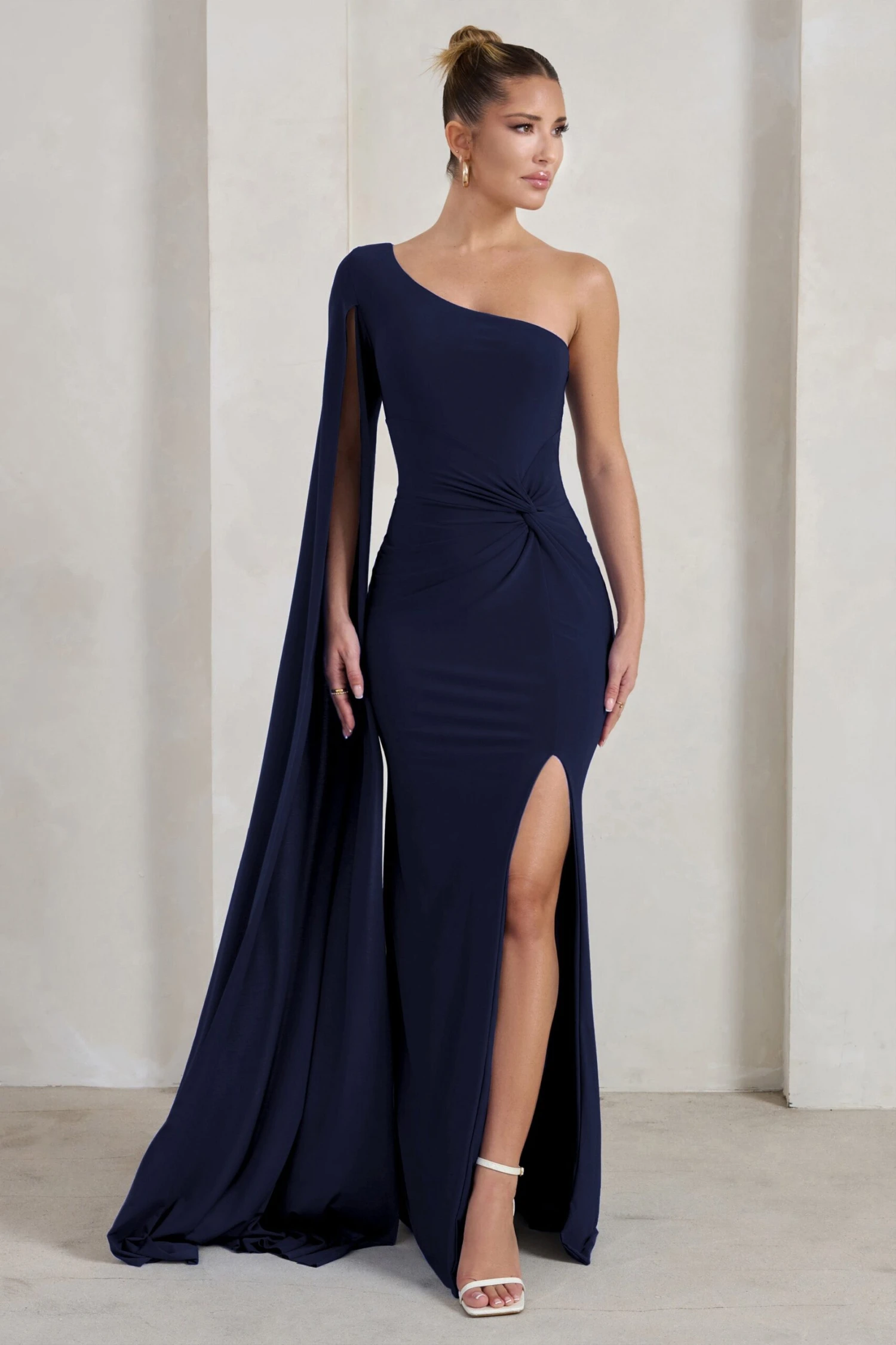 Romi | Navy One Shoulder Twist Design Maxi Dress 6 Romi | Navy One Shoulder Twist Design Maxi Dress - Image 4