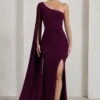 Romi | Plum One Shoulder Twist Design Maxi Dress 1 Romi | Plum One Shoulder Twist Design Maxi Dress -ENY Clothing Shop WB CC CL127683101 RomiPlumOneShoulderTwistDesignMaxiDress0
