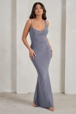 Corinne | Grey Asymmetric Cowl Neck Backless Maxi Dress -ENY Clothing Shop WB CC CL128399 CorinneGreyAsymmetricCowlNeckBacklessMaxiDress2
