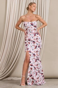 Blenheim | White Floral Corset Bodycon Maxi Dress -ENY Clothing Shop WB CC CL128448126 BlenheimWhiteFloralCorsetBodyconMaxiDress0