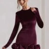 Claudine | Port Velvet Long-Sleeved Ruffled Mini Dress -ENY Clothing Shop WB CC CL128798101 ClaudinePortVelvetLong SleevedRuffledMiniDress3