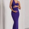 Phantasy | Purple Maternity Cowl Neck Maxi Dress