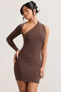 Siren | Chocolate One Shoulder Bodycon Mini Dress -ENY Clothing Shop WB CC CL129344067 Siren ChocolateOneShoulderBodyconMiniDress1