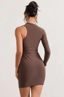 Siren | Chocolate One Shoulder Bodycon Mini Dress -ENY Clothing Shop WB CC CL129344067 Siren ChocolateOneShoulderBodyconMiniDress4