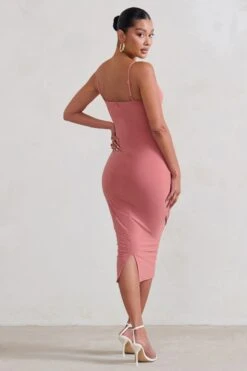 Raquel | Pink Maternity Cami Midi Dress With Split -ENY Clothing Shop WB CC CL129398 RaquelBlushPinkMaternityCamiMidiDressWithSplit7
