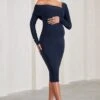 Heartbeat | Navy One-Shoulder Long-Sleeved Maternity Midi Dress -ENY Clothing Shop WB CC CL129609115 HeartbeatNavyOne ShoulderLong SleevedMaternityMidiDress2