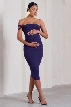 Eviana | Purple Bodycon Sleeveless Twist Maternity Midi Dress -ENY Clothing Shop WB CC CL129817104 EvianaPurpleBodyconSleevelessTwistMaternityMidiDress0