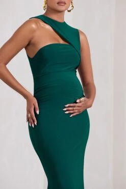 Angelic | Bottle Green High-Neck Cut-Out Maternity Maxi Dress -ENY Clothing Shop WB CC CL129831047 AngelicBottleGreenHigh NeckCut OutMaternityMaxiDress6