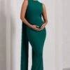 Allora | Bottle Green High-Neck Sleeveless Cape Maternity Midi Dress 1 Allora | Bottle Green High-Neck Sleeveless Cape Maternity Midi Dress -ENY Clothing Shop WB CC CL129838047 AlloraBottleGreenHigh NeckSleevelessCapeMaternityMidiDress0