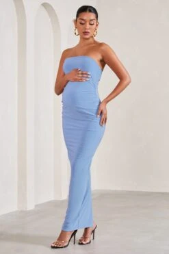 Juniper | Powder Blue Strapless Maternity Maxi Dress -ENY Clothing Shop WB CC CL129881115 JuniperPowderBlueStraplessMaternityMaxiDress4