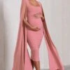 Flawless | Blush Pink Maternity Square Neck Midi Dress With Cape Sleeves -ENY Clothing Shop WB CC CL129890081 FlawlessBlushPinkMaternitySquareNeckMidiDressWithCapeSleeves0