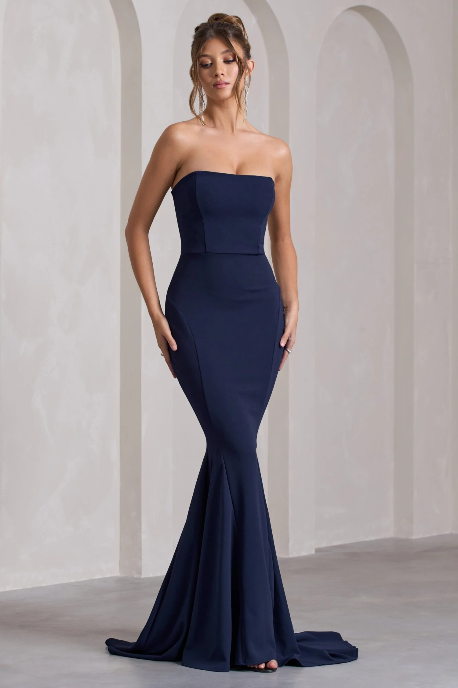 Impress Me | Navy Strapless Bandeau Fishtail Maxi Dress 7 Impress Me | Navy Strapless Bandeau Fishtail Maxi Dress - Image 5