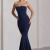 Impress Me | Navy Strapless Bandeau Fishtail Maxi Dress -ENY Clothing Shop WB CC CL130022015 ImpressMeNavyStraplessBandeauFishtailMaxiDress5