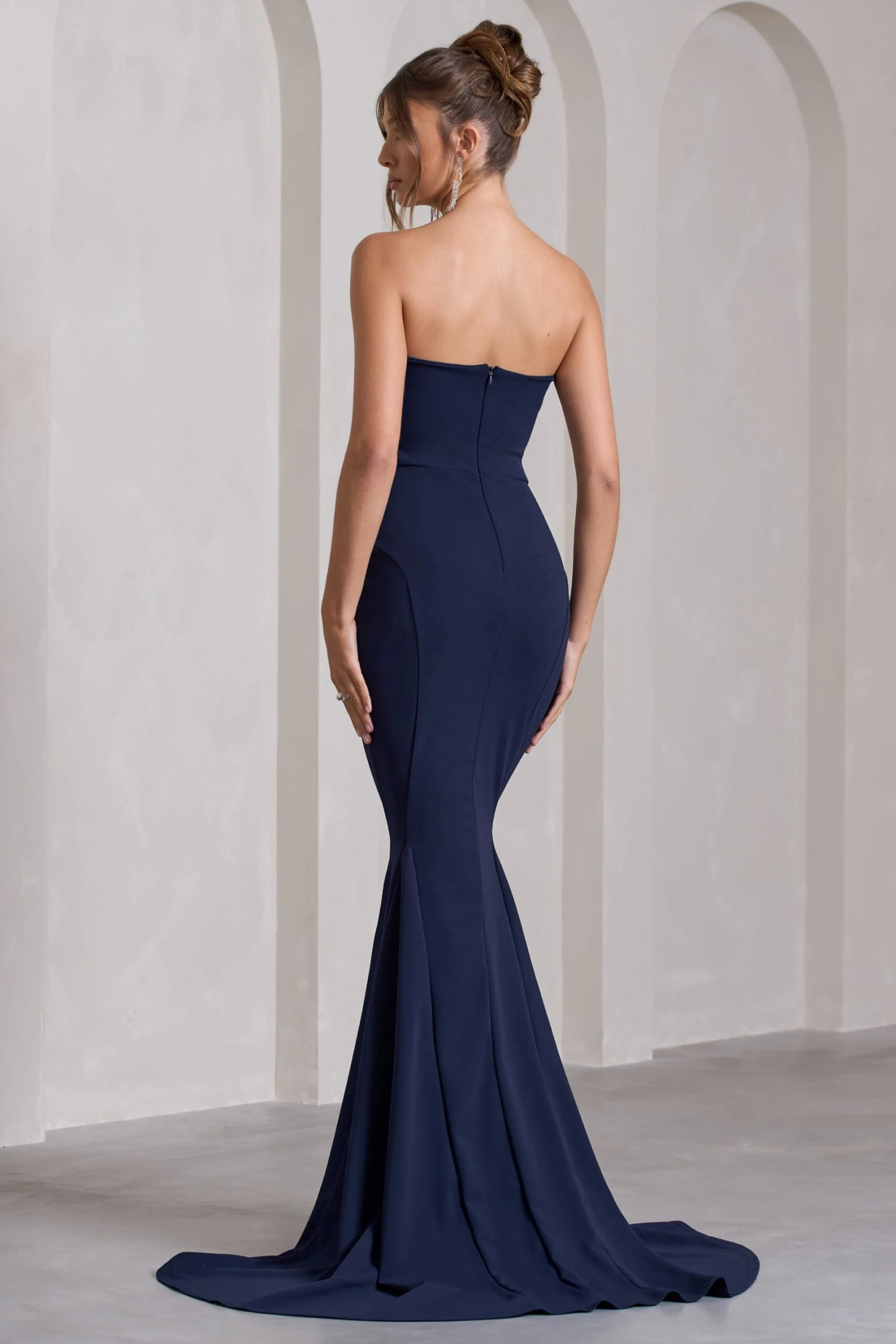 Impress Me | Navy Strapless Bandeau Fishtail Maxi Dress 4 Impress Me | Navy Strapless Bandeau Fishtail Maxi Dress - Image 2
