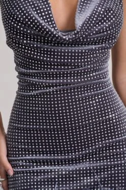 Mirror Me | Silver Velvet Embellished Cowl-Neck Mini Dress With Feather Trim -ENY Clothing Shop WB CC CL133034013 MirrorMeSilverVelvetEmbellishedCowl NeckMiniDressWithFeatherTrim7