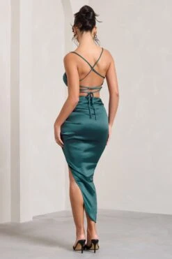 Risk It All | Teal Blue Satin Cami Cowl Neck Asymmetric Hem Midi Dress -ENY Clothing Shop WB CC HR CL126039062 RiskItAll TealBlueSatinCamiCowlNeckAsymmetricHemDress7