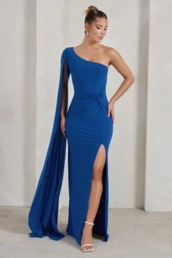Romi | Royal Blue One Shoulder Twist Design Maxi Dress -ENY Clothing Shop WB CC HR CL127683 RomiCobaltOneShoulderTwistDesignMaxiDress1