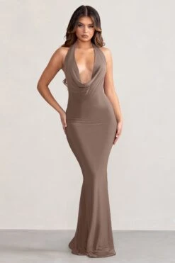 Milani | Mocha Backless Cowl Neck Fishtail Maxi Dress 10 Milani | Mocha Backless Cowl Neck Fishtail Maxi Dress -ENY Clothing Shop WB CC HR CL128040 MilaniMochaCowlNeckFishtailMaxiDress1