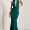 Milani | Bottle Green Backless Cowl Neck Fishtail Maxi Dress -ENY Clothing Shop WB CC HR CL128040047 MilaniBottleGreenBacklessCowlNeckFishtailMaxiDress0