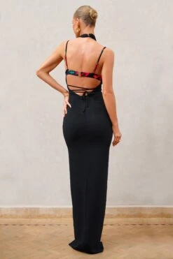 Depths | Black Halter Neck Chiffon Split Maxi Dress With Waist Straps 8 Depths | Black Halter Neck Chiffon Split Maxi Dress With Waist Straps -ENY Clothing Shop WB CC HR CL128388 DepthsBlackHalterNeckChiffonSplitMaxiDressWithWaistStraps4