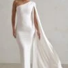 Dominique | White One Shoulder Cape Sleeve Bodycon Maxi Dress -ENY Clothing Shop WB CC HR CL128400 DominiqueWhiteOneShoulderCapeSleeveBodyconMaxiDress0