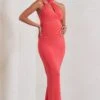 Alba | Coral Maternity Halter Asymmetric Maxi Dress With Cut Out 1 Alba | Coral Maternity Halter Asymmetric Maxi Dress With Cut Out -ENY Clothing Shop WB CC HR CL129208 AlbaCoralMaternityHalterAsymmetricMaxiDresswithCutOut0