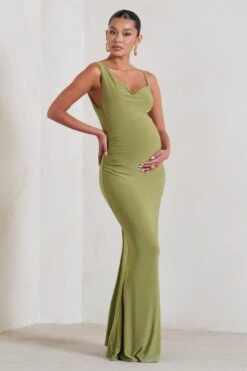 Phantasy | Olive Green Maternity Cowl Neck Maxi Dress -ENY Clothing Shop WB CC HR CL129213 PhantasyOliveGreenMaternityCowlNeckMaxiDress0