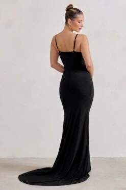 Sammi | Black Cami Plunge Wrap Maxi Dress -ENY Clothing Shop WB CC HR CL129310 SammiBlackCamiPlungeWrapMaxiDress5