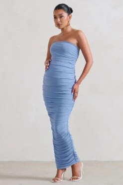 My Lady | Maternity Powder Blue Strapless Bodycon Ruched Mesh Maxi Dress -ENY Clothing Shop WB CC HR CL129396 MyLadyMaternityPowderBlueStraplessBodyconRuchedMeshMidiDress2 39990a91 6ac5 4061 83ee 0d2d6b39ced6