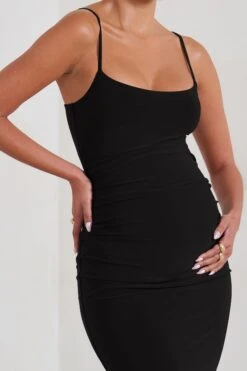 Raquel | Black Maternity Cami Midi Dress With Split -ENY Clothing Shop WB CC HR CL129398 Raquel BlackMaternityCamiMidiDressWithSplit2