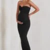 Evita | Black Maternity Sweetheart Twist Detail Midi Dress -ENY Clothing Shop WB CC HR CL129401 EvitaBlackMaternitySweetheartTwistDetailMaxiDress3