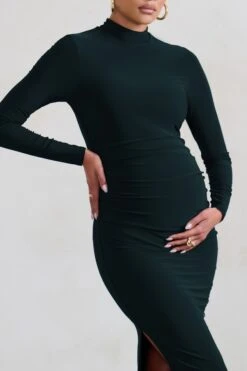 Alejandra | Black Maternity Long Sleeve High Neck Maxi Dress -ENY Clothing Shop WB CC HR CL129402 AlejandraBlackMaternityLongSleeveHighNeckMaxiDress4