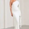 Rosalie | White One-Shoulder Maternity Maxi Dress With Ruffles -ENY Clothing Shop WB CC HR CL129579005 RosalieWhiteOne ShoulderMaternityMaxiDressWithRuffles0