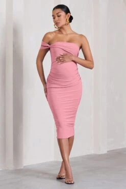 Eviana | Blush Pink Bodycon Sleeveless Twist Maternity Midi Dress -ENY Clothing Shop WB CC HR CL129817081 EvianaBlushPinkBodyconSleevelessTwistMaternityMidiDress2