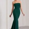 Impress Me | Bottle Green Strapless Bandeau Fishtail Maxi Dress -ENY Clothing Shop WB CC HR CL130022047 ImpressMeBottleGreenStraplessBandeauFishtailMaxiDress2