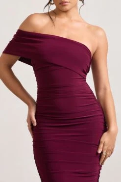 Remember Me | Burgundy One Shoulder Midi Dress -ENY Clothing Shop WB CL124581158 RememberMe BurgundyOneShoulderMidiDress3 7eac5907 9838 41c9 80c7 ad4b9481461f