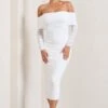 Only You | Ivory Ruched Mesh Bardot Midi Dress 2 Only You | Ivory Ruched Mesh Bardot Midi Dress -ENY Clothing Shop WB CL124595005 OnlyYouIvoryRuchedMeshBardotMidiDress0