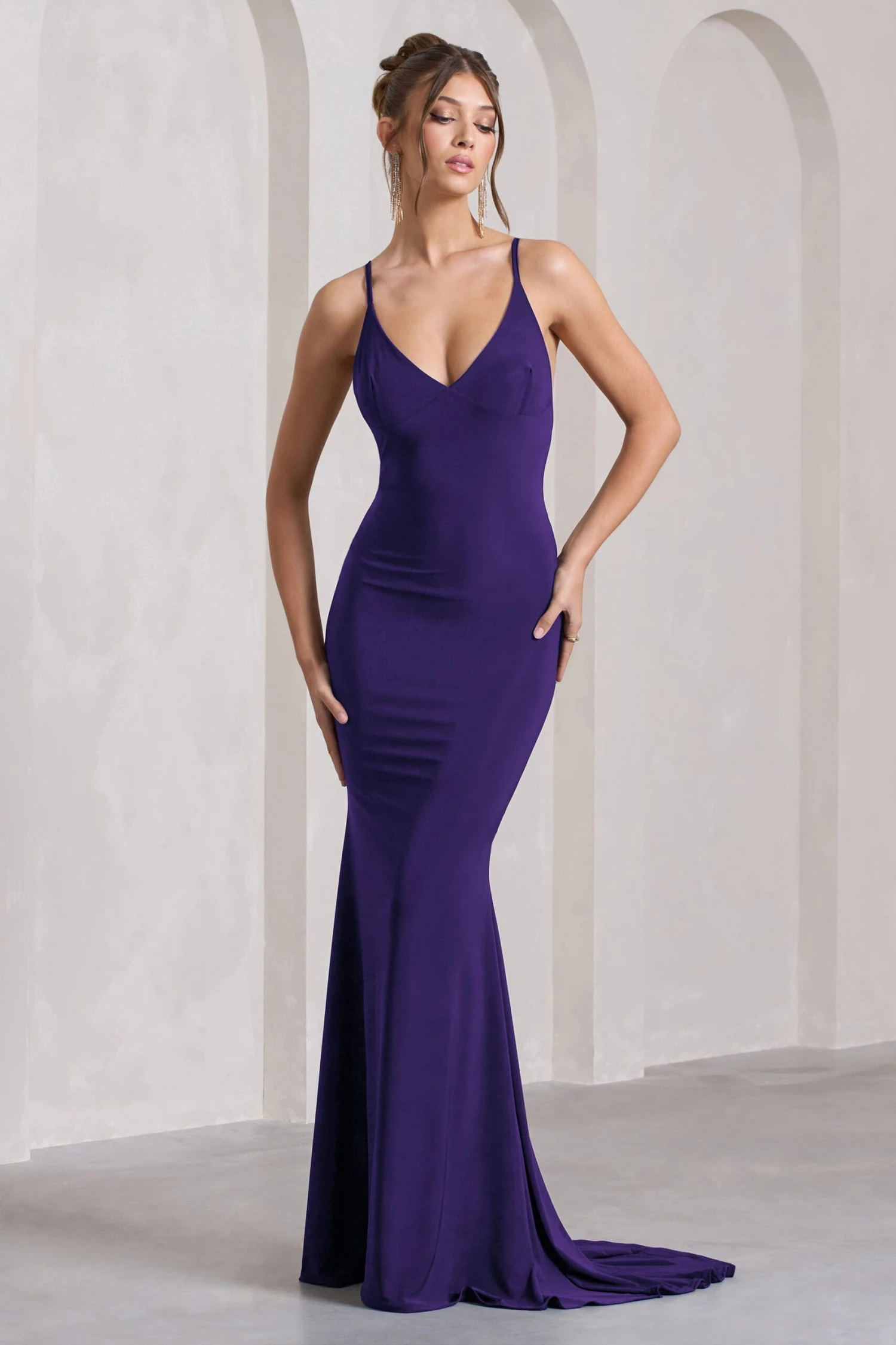 Lucky Number | Purple Cross Back Fishtail Maxi Dress 6 Lucky Number | Purple Cross Back Fishtail Maxi Dress - Image 4