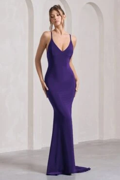 Lucky Number | Purple Cross Back Fishtail Maxi Dress 11 Lucky Number | Purple Cross Back Fishtail Maxi Dress -ENY Clothing Shop WB CL124604104 LuckyNumberPurpleCrossBackFishtailMaxiDress1